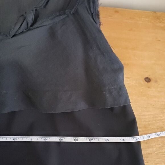 Cotélac Large Black Sleeveless Layered Cotton Distressed Raw Hem Dress Cutouts - Picture 8 of 12